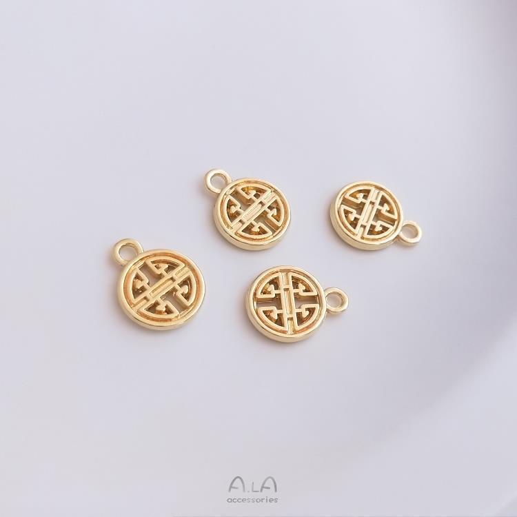 14K Gold Plated Ruyi Fu Character Pendant Bracelet - Auspicious Charm Jewelry