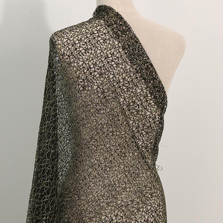 Gold Thread Irregular Weave Large Mesh Coarse Fabric for Toys, Shoes, Hats & Formal Wear