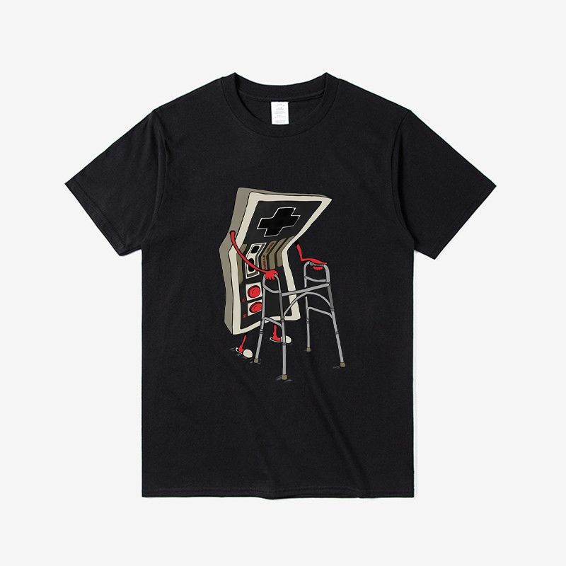 Senior Game Console T-shirt, 1980s Retro Design Graphic, Street Men's and Women's Clothing, Pure Cotton Short-sleeved Top