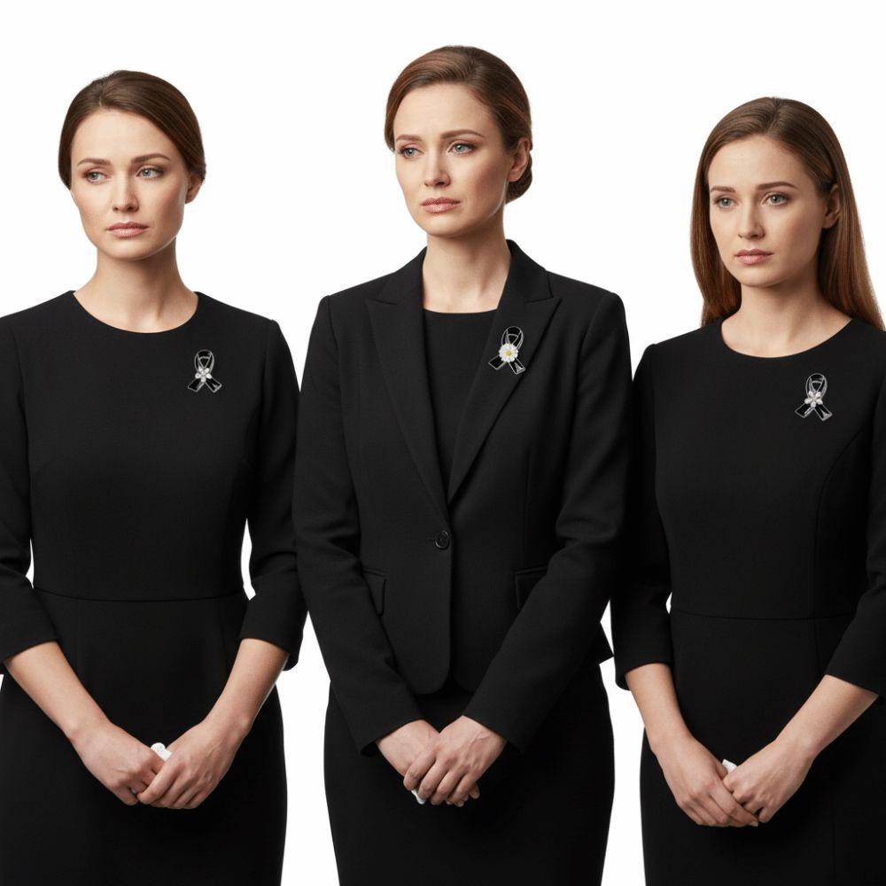 Portable Memorial Black Ribbon Brooch Souvenir Black Black Badge Pin Queen Mother Ribbon Bow Pin For Funerals and Mourning