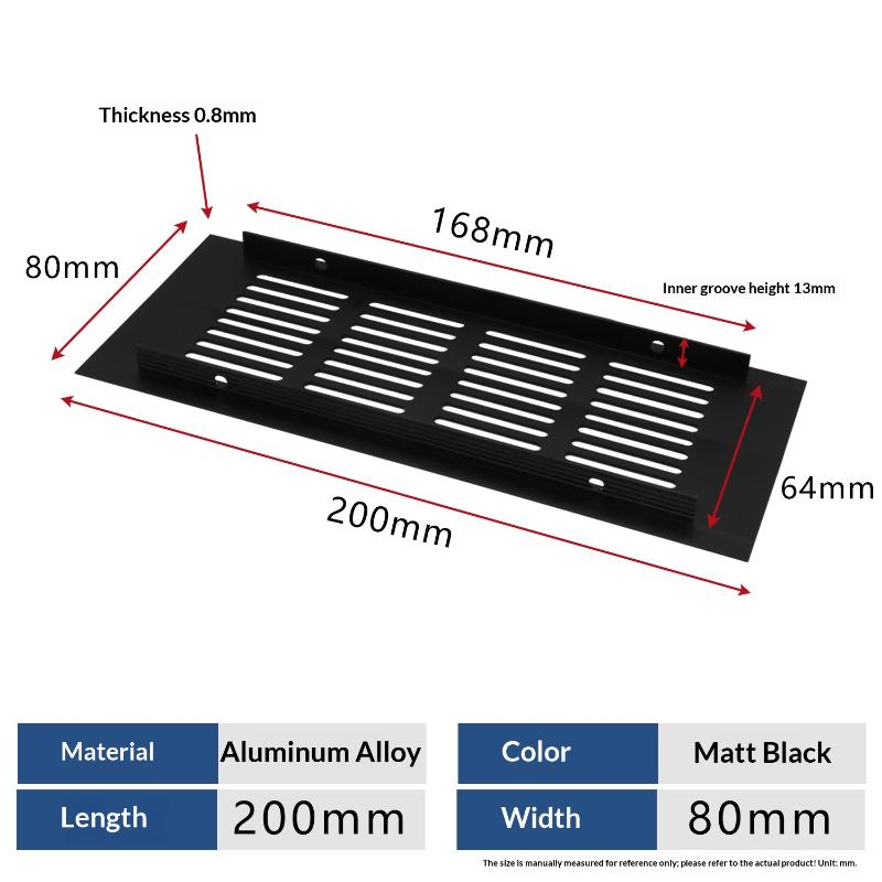 1Pcs Household Air Vent Grille Wall Ventilation Cover Wardrobe Parts 50/60/80mm*150-500mm Aluminum For Cupboard DIY Accessories