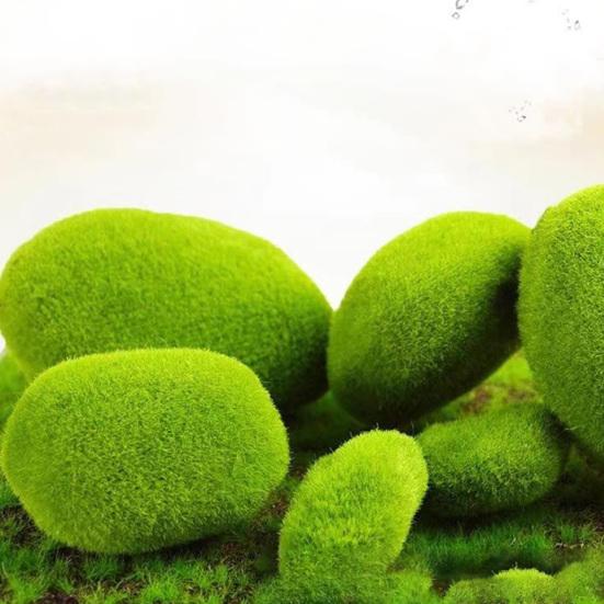 Artificial Moss Rocks Greenery Decorative Moss Covered Stone Fake Moss Decor for Floral Arrangement Fairy Garden Crafting