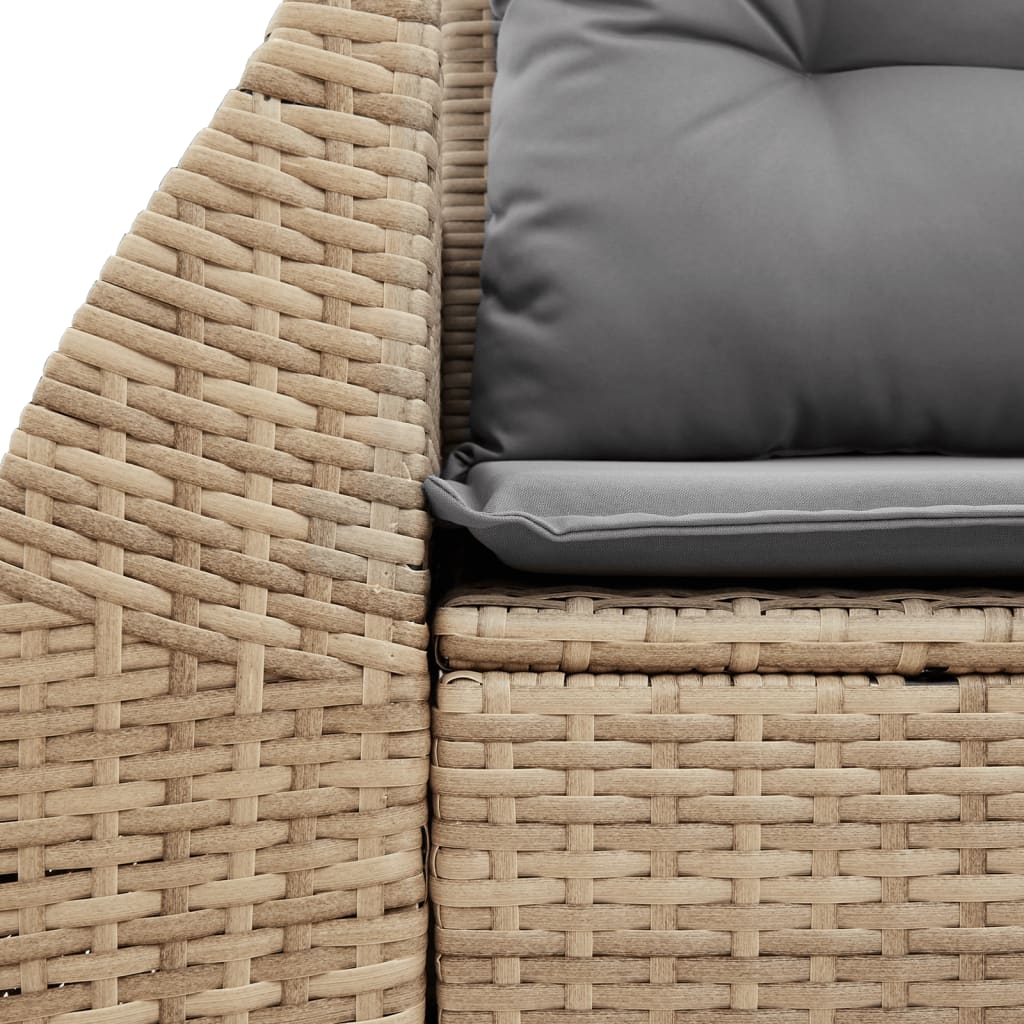 Vidaxl Gartensofa mit Kissen, 2-Sitzer, Beige, Polyrattan