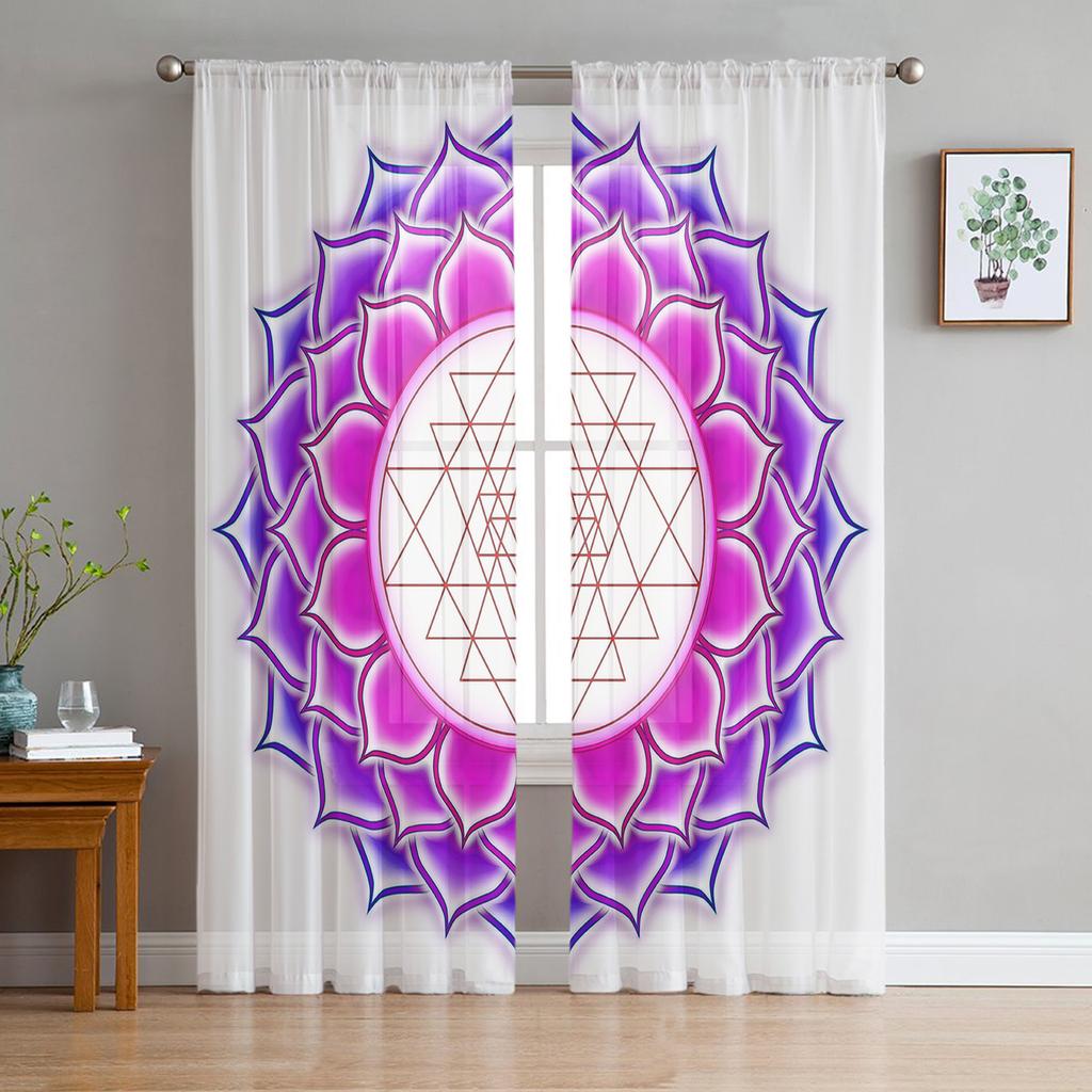 Perdele transparente din flori de lotus, galbene, perdele din tul pentru fereastră, pentru dormitor, bucătărie, draperii din voal