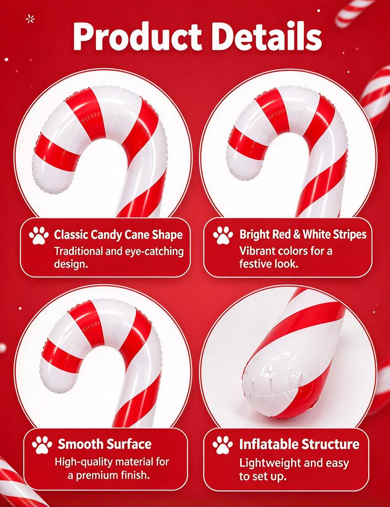New oversized Christmas cane balloons, Christmas party decorations, Christmas scene decorations, indoor party decorations