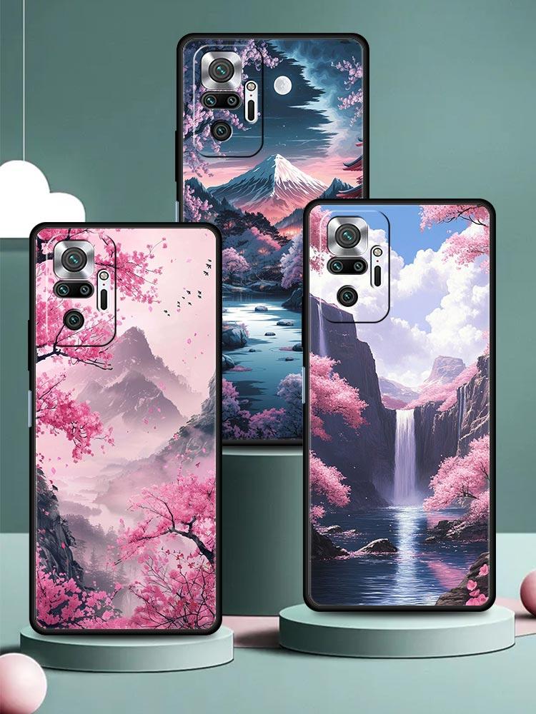 Pink Sunset Mountain Phone Case Cover for Redmi 14C 10C Note 15 14 13 12 10 11 K40 Pro Plus 5G Shockproof Soft TPU Shell Capas