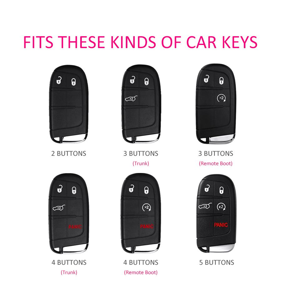 2x Silicone Car Key Fob Cover Case Holder Keychain For Jeep Grand Cherokee Renegade Compass Dodge Charger Challenger Durango