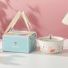 Strawberry Rabbit Double-Handle Ceramic Soup Bowl with Lid
