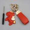 Instant Wealth Leather Keychain with Cartoon Pony Pendant for Couples – Trendy Bag and Car Accessory
