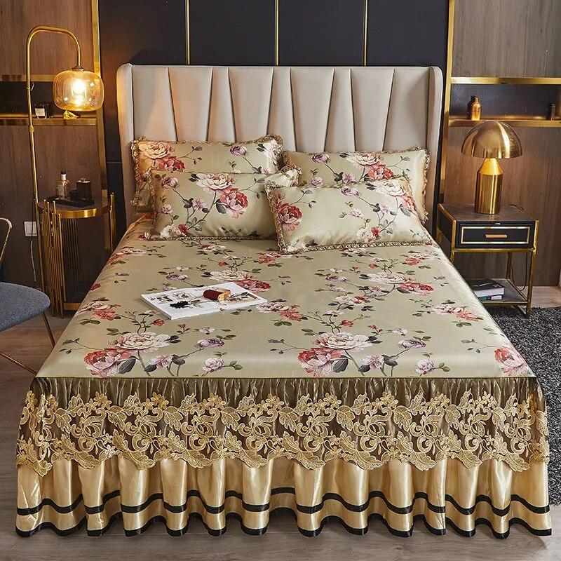 

Европейский цветочный летний чехол на двуспальную кровать, королевский размер, роскошное покрывало, комплект королевского кружева с вышивкой, охлаждающий кондиционер, коврик для сна 200x220cm 79x87inch