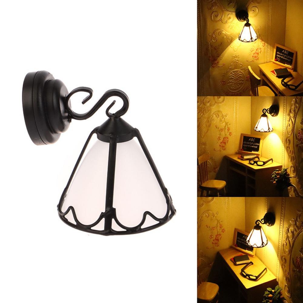 Mini Dollhouse Colored Glass Lamp 1:12 Home Table Lamp Model Lighting Model Doll House Accessories