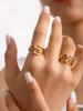 1 Pcs French Vintage Versatile Irregular Line Stainless Steel 18k Gold Plated and Diamonds Women's Ring