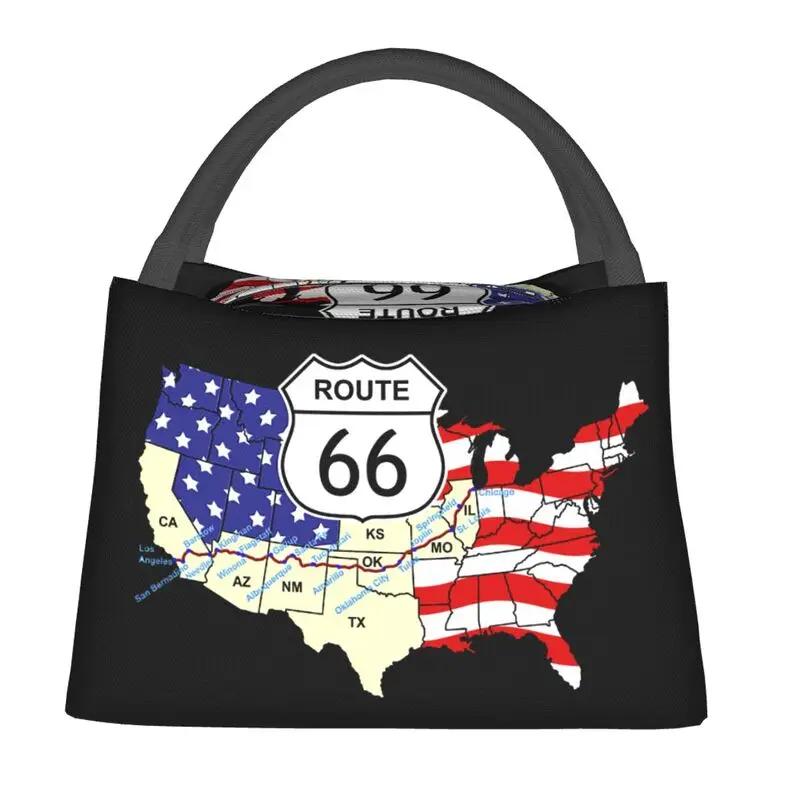 Custom Vintage Route 66 Lunch Bag Women Cooler Thermal Insulated Lunch Box for Work Pinic or Travel