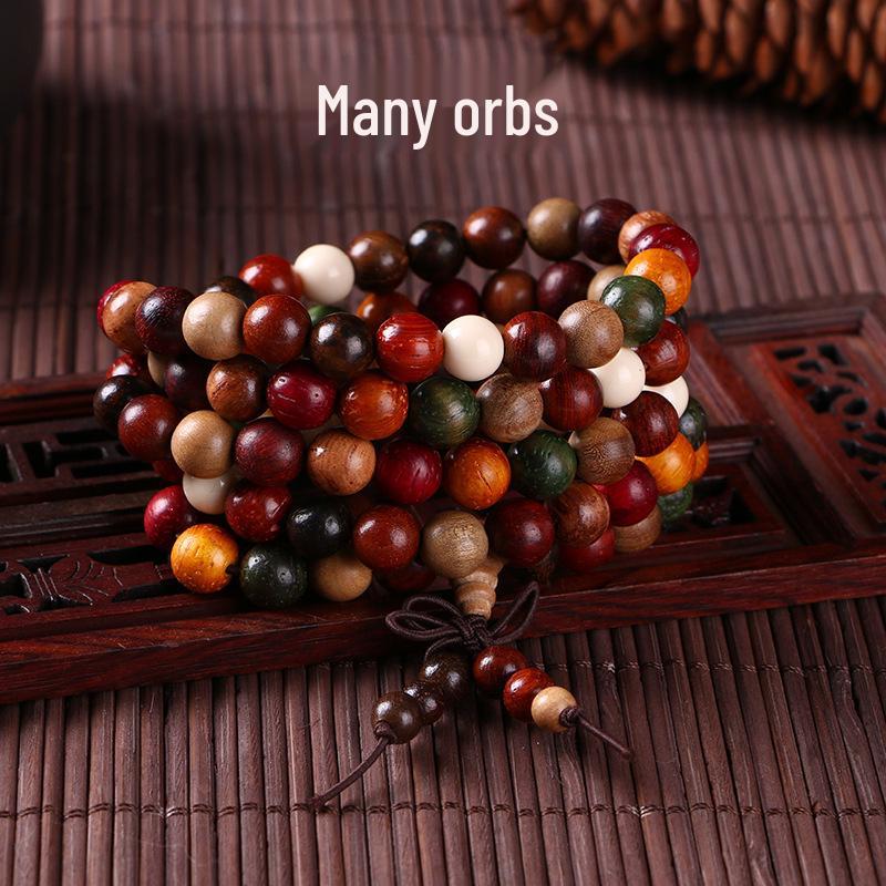 Buddhist Prayer Bracelet - 108 Beads, Multi-strand Sandalwood, Black Rosewood, Wenwan Style