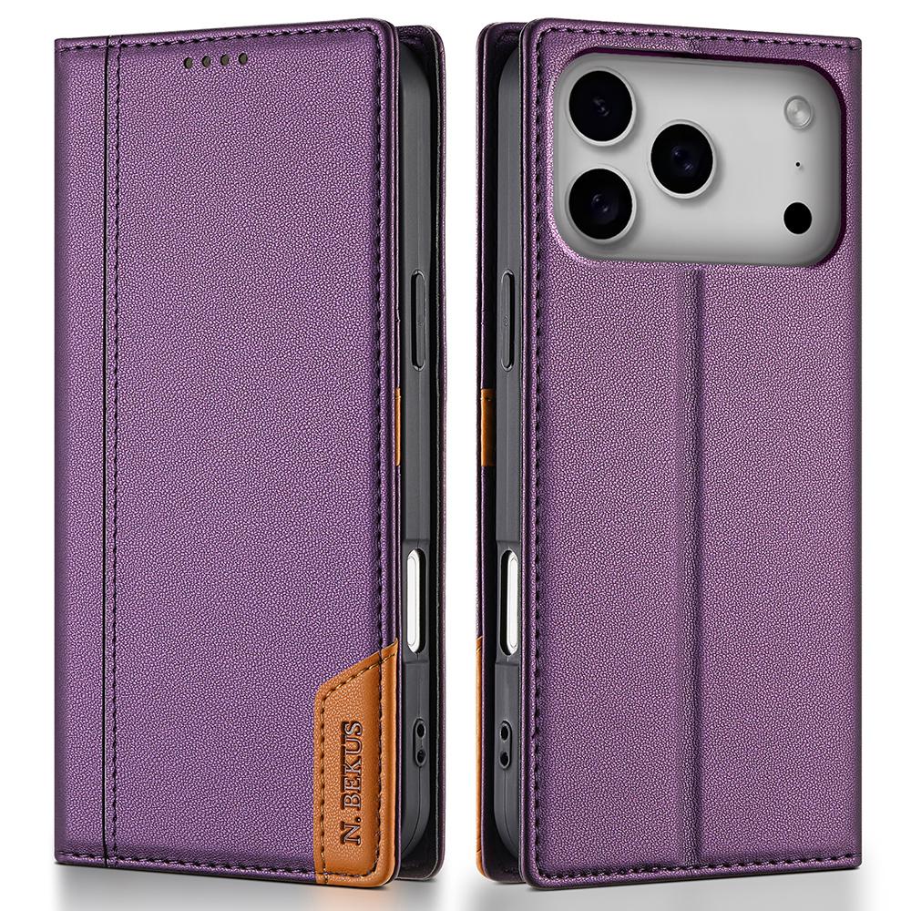 N.BEKUS P3 For iPhone 17 Pro Max Case RFID Blocking Wallet Stand PU Leather Flip Phone Cover