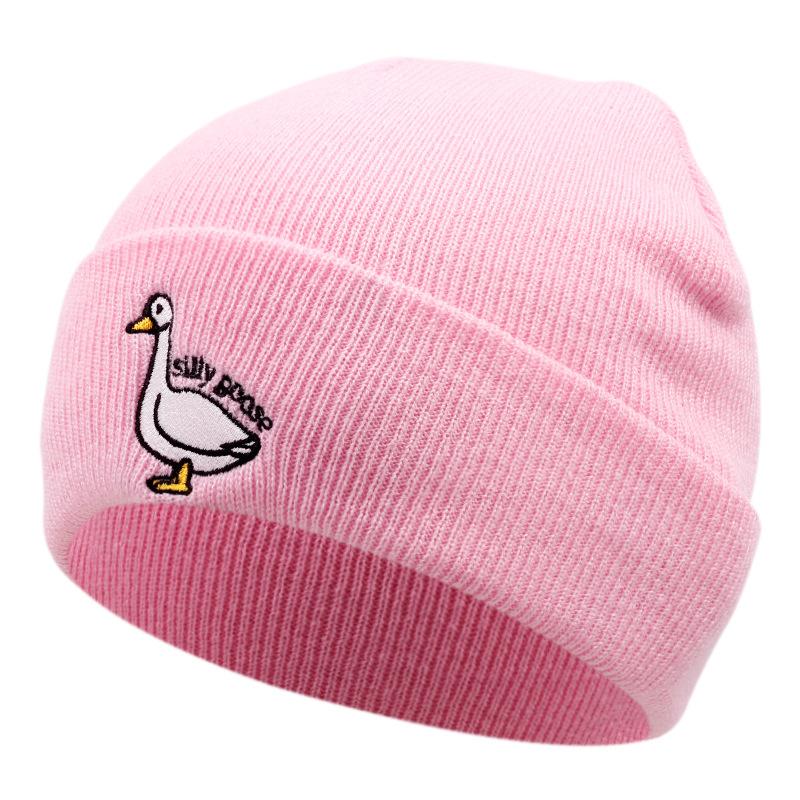 Dumb Goose Embroidered Knitted Hat for Men and Women, Warm In Autumn and Winter, Portable and Comfortable Outdoor Knitted Hat
