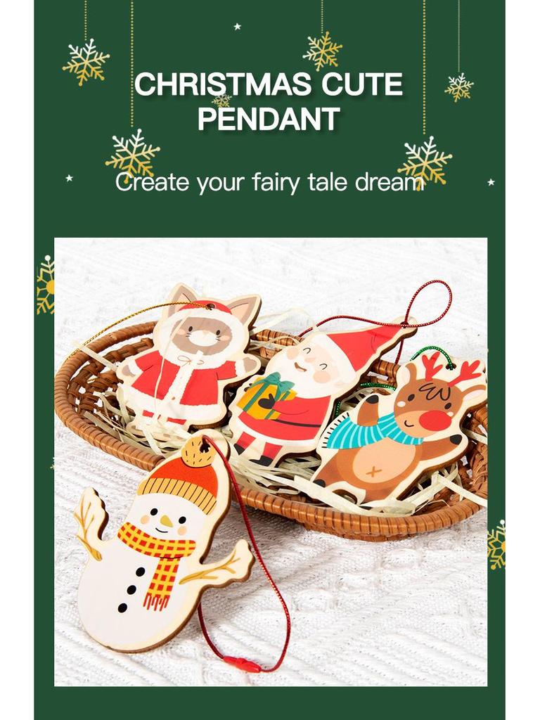 Original Christmas Gift Pendant: Santa Claus & Gingerbread Man Tree Ornaments with Gift Box