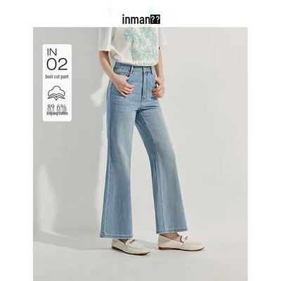 INMAN Women's Vintage Washed Micro-Flare Jeans