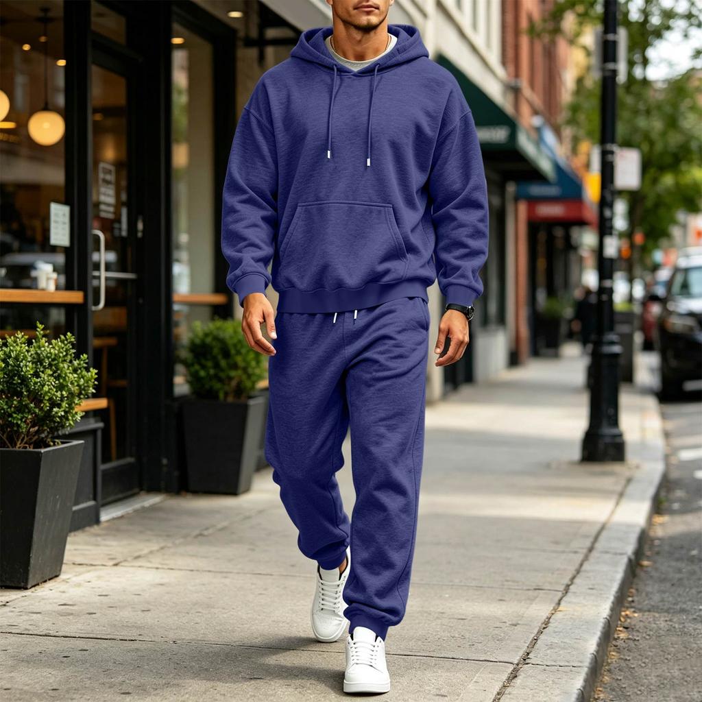 Men's Color Sweatsuit Trendy Casual Athletic Set for Spring and Fall
