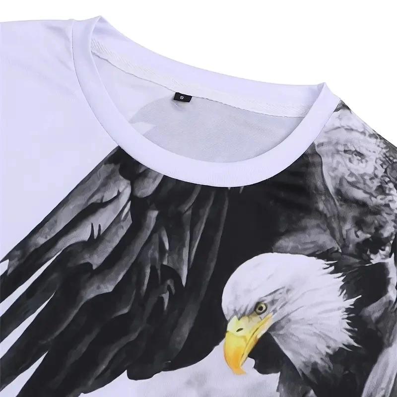 Retro T-Shirt for Men Eagle 3d Print Short Sleeve Tees Summer Casual Quick Dry Loose Oversized T-Shirt Men Streetwear Clothing