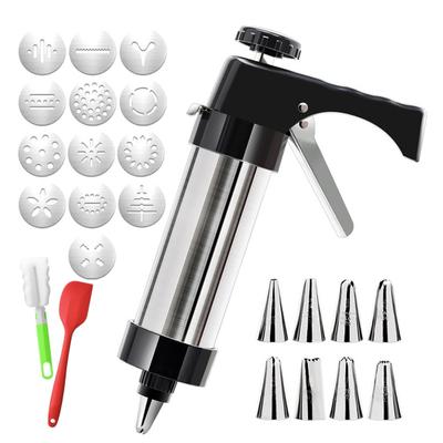 Cookie Press with Nozzles Stainless Steel Biscuit Maker Easy Squeeze Dough Maker Cookie Decorating Tool for Home Commercial Use