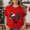 Christmas Alphabet Printed T-Shirt for Women Unisex Fashion Trendy Funny Casual Tops Santa Hat, Reindeer Graphic Tshirt T Shirt