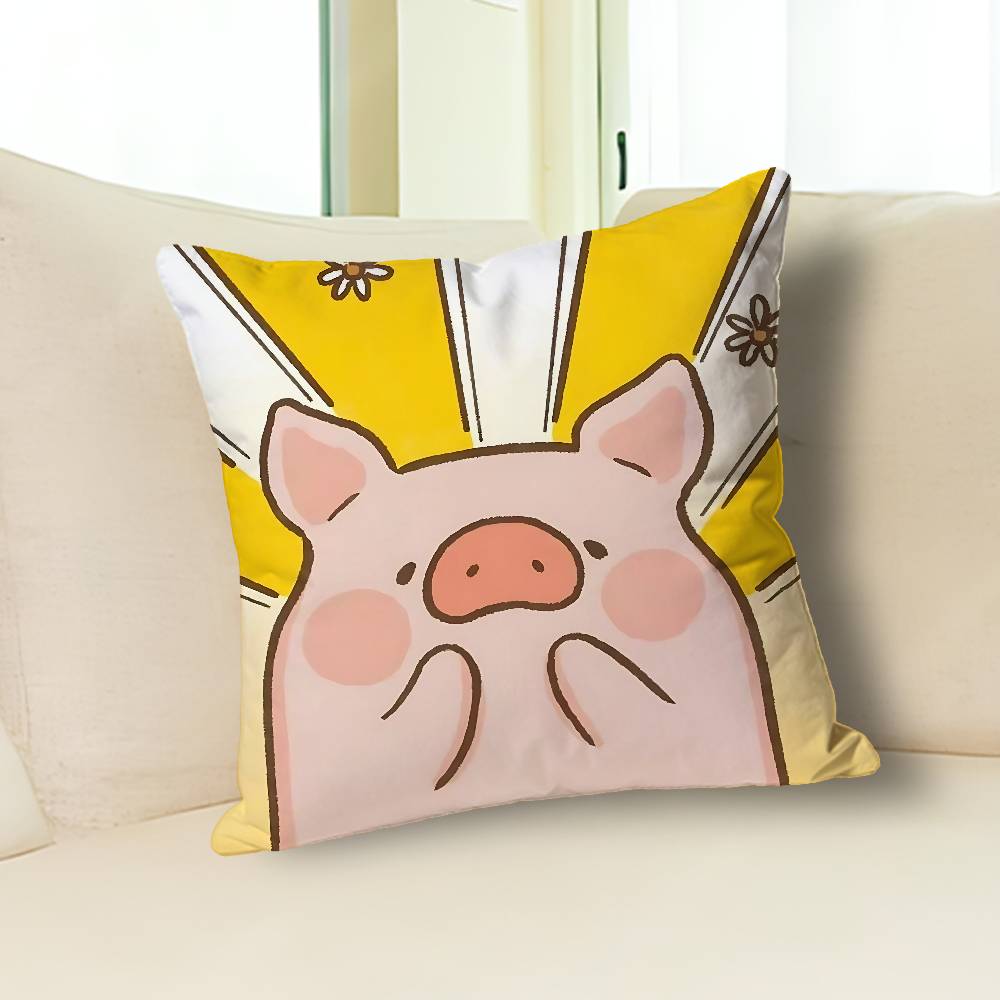 

Cartoon L-LULUS-S Pig Pillow Cases for Bedroom Living Room Sofa Home Decor Polyester Cushion Cover with Zipper 30cmx30cm