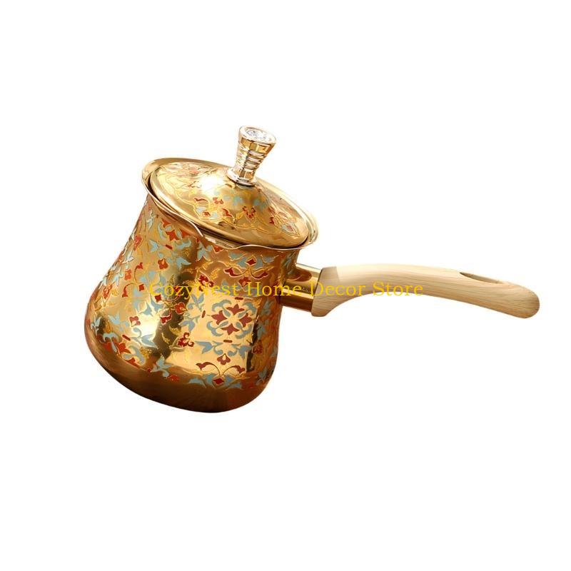 92MF Nerezová konvička na tureckou kávu s pohodlnou dřevěnou rukojetí Rychlovarný design pro domácnost a kancelář