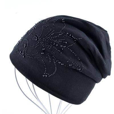 Female Beanie Bonnet Autumn And Winter Caps Hip-hop Cap Flower Rhinestone Hats For Women Beanies