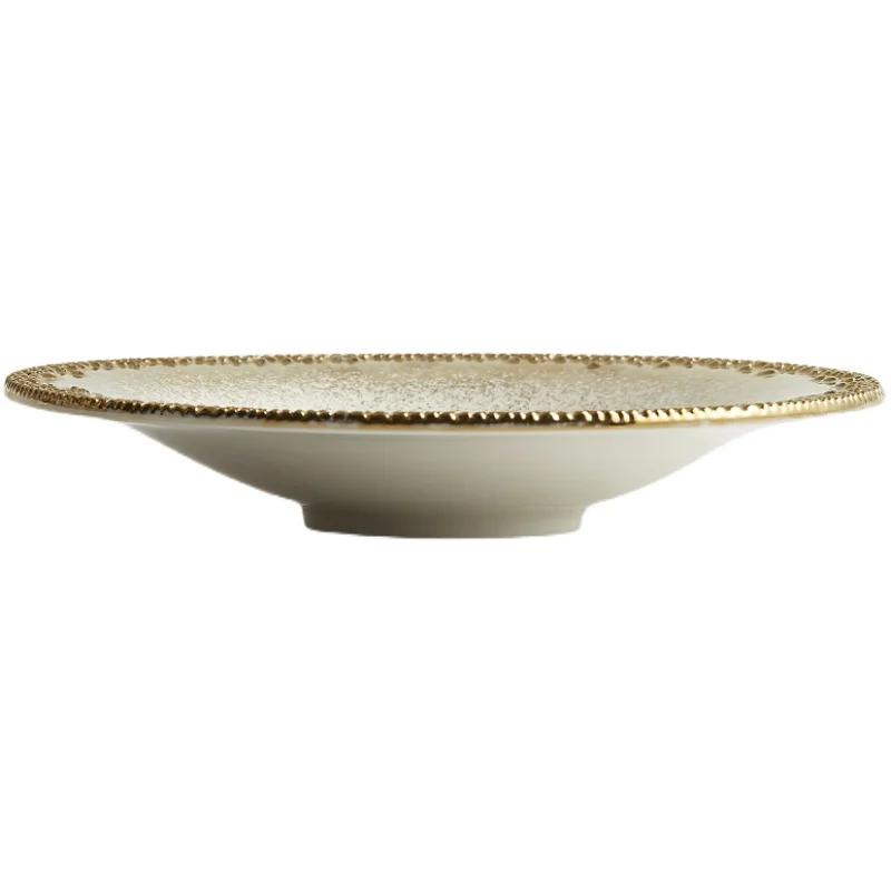 

Керамическая круглая тарелка для стейка западной кухни высокого класса, кухонная тарелка для фруктового салата, кухонная десертная тарелка с Пномпенем