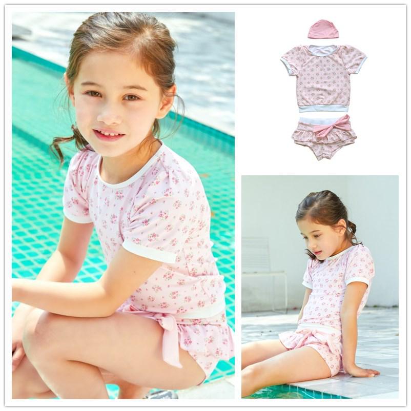 

Kids Sun Protection Swimsuit Set: Cute Floral 3-Piece with Short/Long Sleeves & Zipper 120 (5/6 years)
