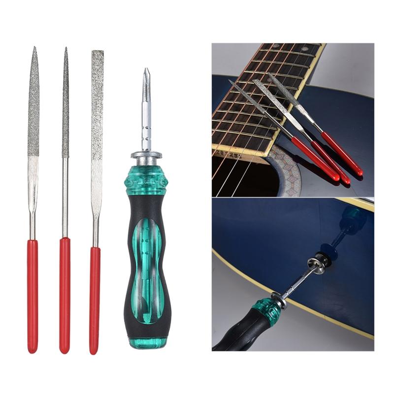 Guitar Tool Kit Repairing Maintenance Tool String Organizer String Action Ruler Gauge Measuring Tool Hex Wrench Cleaning