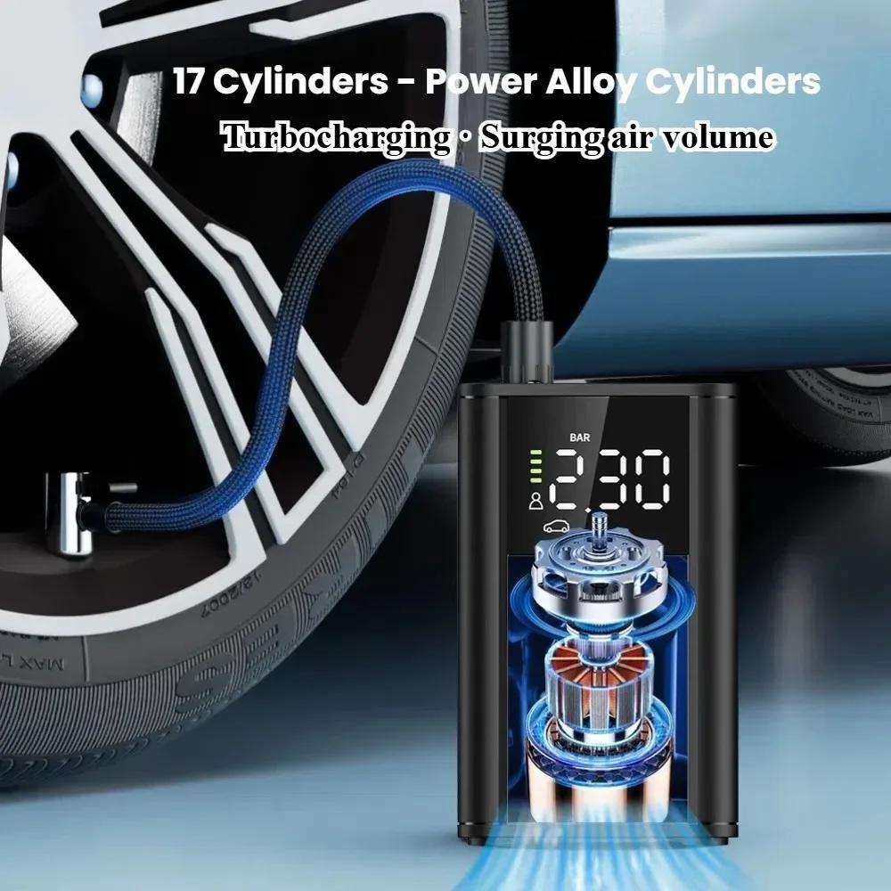 Cordless Portable 150PSI Tire Inflator - Digital Gauge & LED Light for Cars, Balls & More