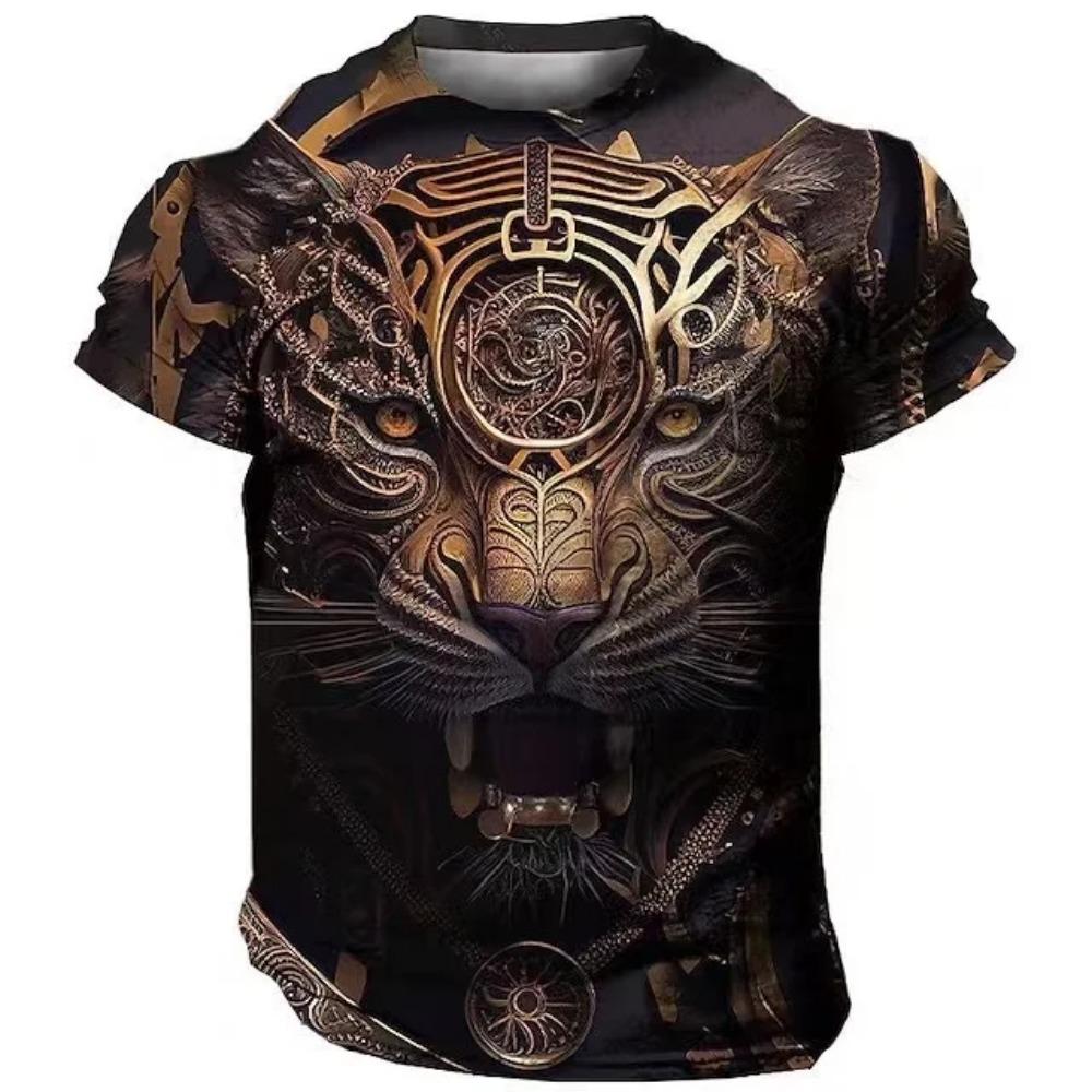 2025 New Domineering Lion 3D Print Men's T Shirts Summer Casual T Shirt Animal Pattern Top Harajuku Man Oversized Streetwear