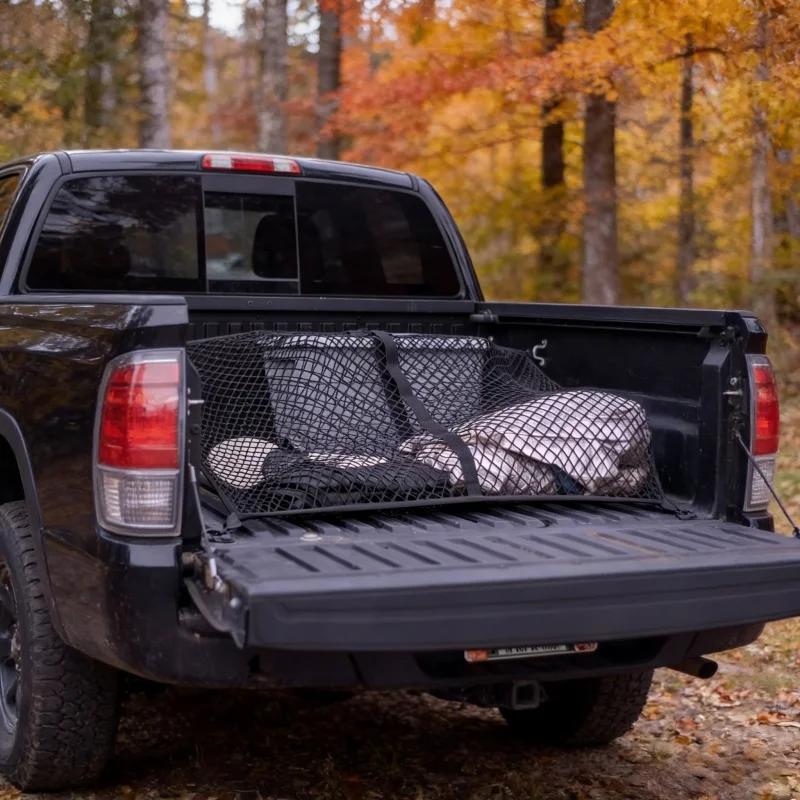 Multi Purpose Tailgate Organizer Universal Truck Bed Net Elastic Cargo Mesh Polyester Light Load Secure Transport Quick Release