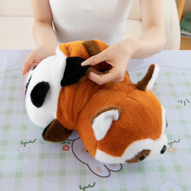 Popular flip giant panda turned into brown red panda plush doll cute couple doll gift