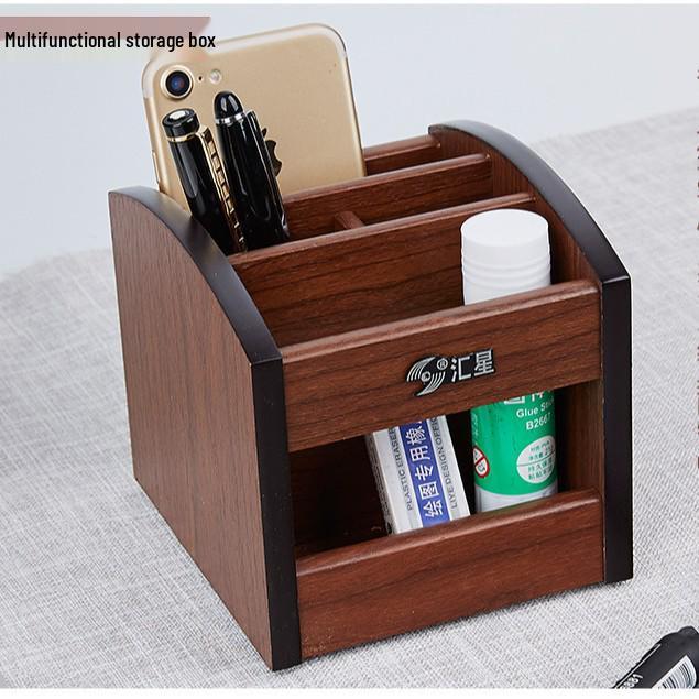 Huixing Multifunctional Wooden Pen & Remote Holder for Desk