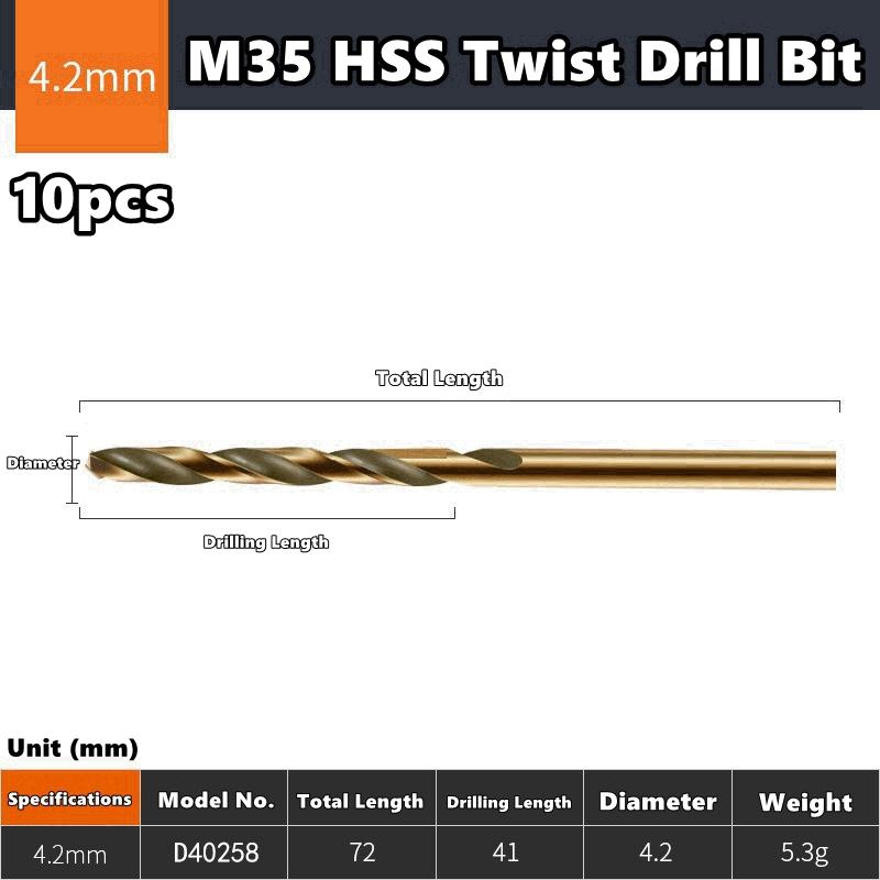 1pc/10pcs 1mm-14mm HSS M35 Cobalt Coated Twist Drill Bit Set Core For Wood Metal Hole Cutter Stainless Steel Wood Metal Drilling