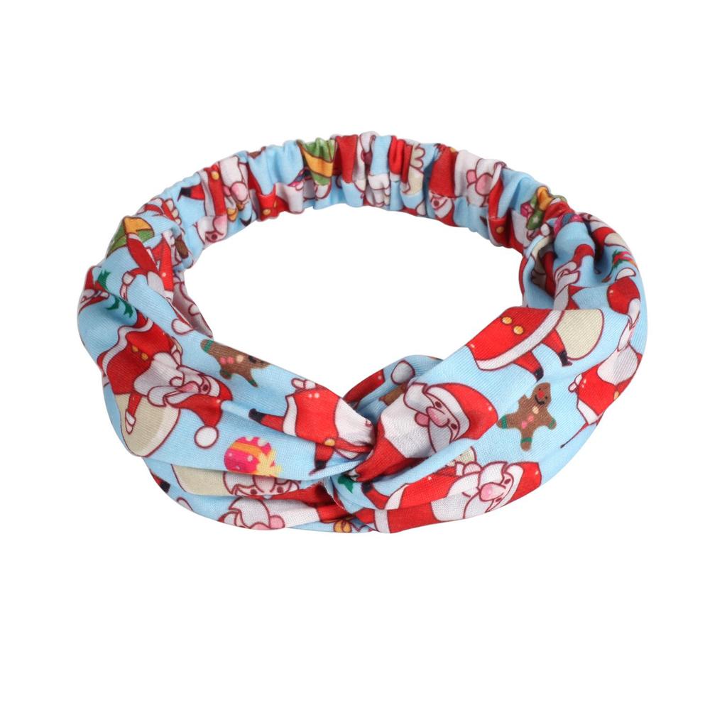Elastic Santa Claus & Reindeer Print Headband with Bells - European & American Style Hair Accessory