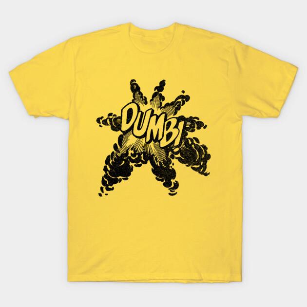 Asian Size Men Black Print T-shirt Dumb! No-Cut Print Cotton Tshirt 3XL