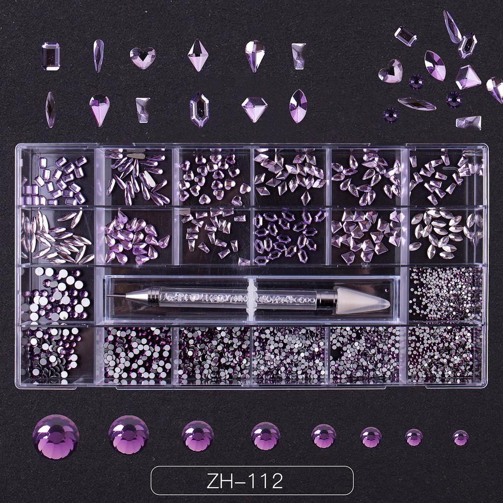 Nail Art 21 Grid Rhinestone Box Nail Art Diamond Flat Bottom Special-Shaped Diamond Nail Rhinestone Nail Art Jewelry Set