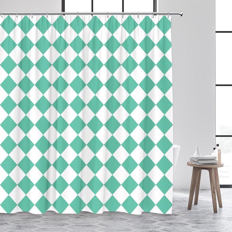 Black and White Diamond Lattice Shower Curtain Modern Geometric Art Minimalist Home Bathroom Decorative Bath Curtains With Hooks
