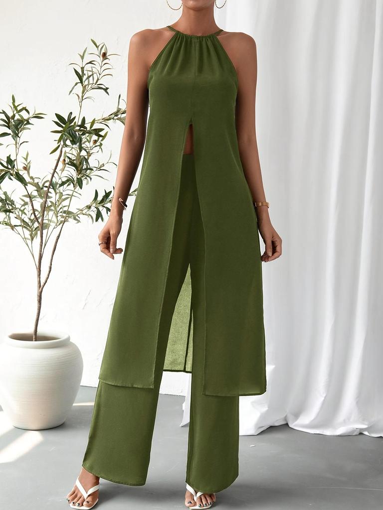 2025 Elegant Casual Solid Color Women's Camisole Two-Piece Set
