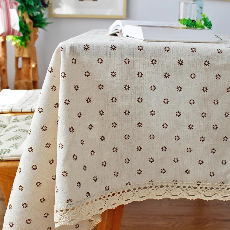 Blue Tablecloths Bohemian Floral Fabric Tassel Rectangle Dust-Proof for Home Decoration Kitchen Holiday Party Dining Table Cover