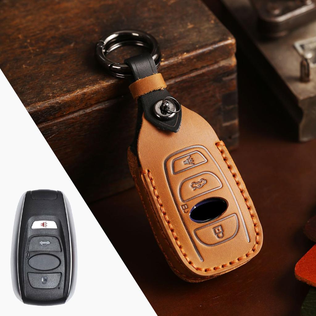 Leather Key Case Cover for Subaru Forester Outback Legacy Car Keys Holder Protector