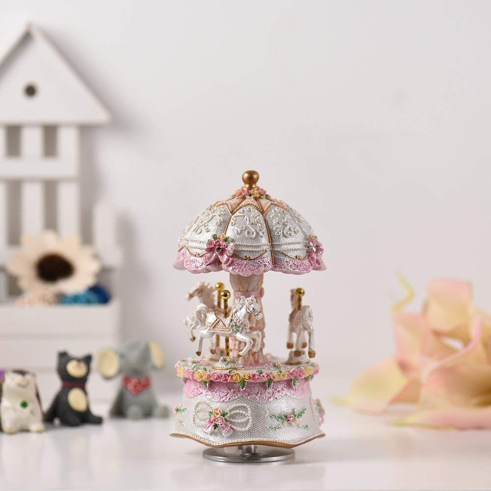 Music Box Birthday Gift, Colorful LED Light Merry-Go-Round, Christmas Gift for Girls, Women, and Girlfriends