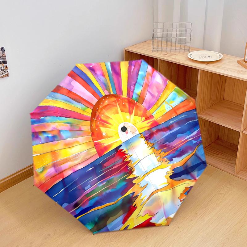 1 st Automatiskt Fällbart Paraply - Planet Sol Mönster, Bärbar & Hopfällbar Design med 8 Revben, Julklappar Födelsedagspresenter