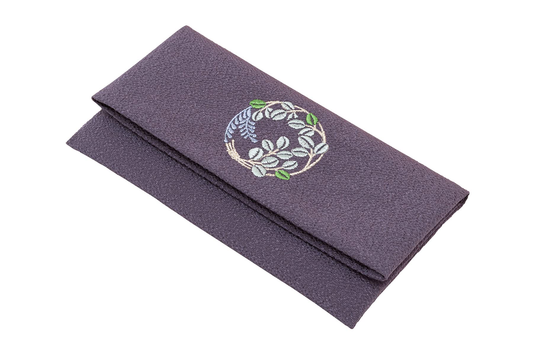 SOUBIEN Prayer Bead Prayer Bead Bag for Embroidered Chirimen Musubi Flower Buddhist Altar Japanese Purple Case, Women, Silk, (Bush Clover) Design,