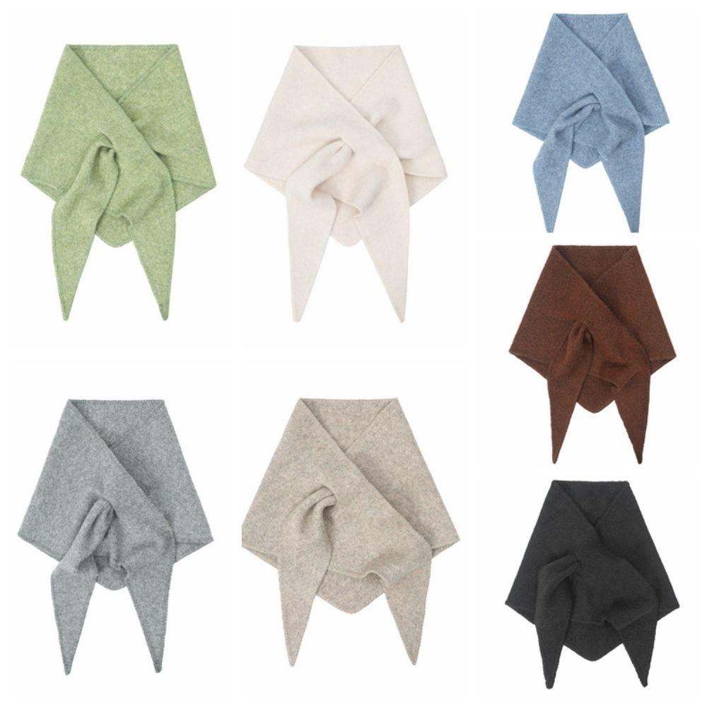 Wool Knitted Scarf Windproof Cross Scarves Simple Triangle Shawl  Outdoor