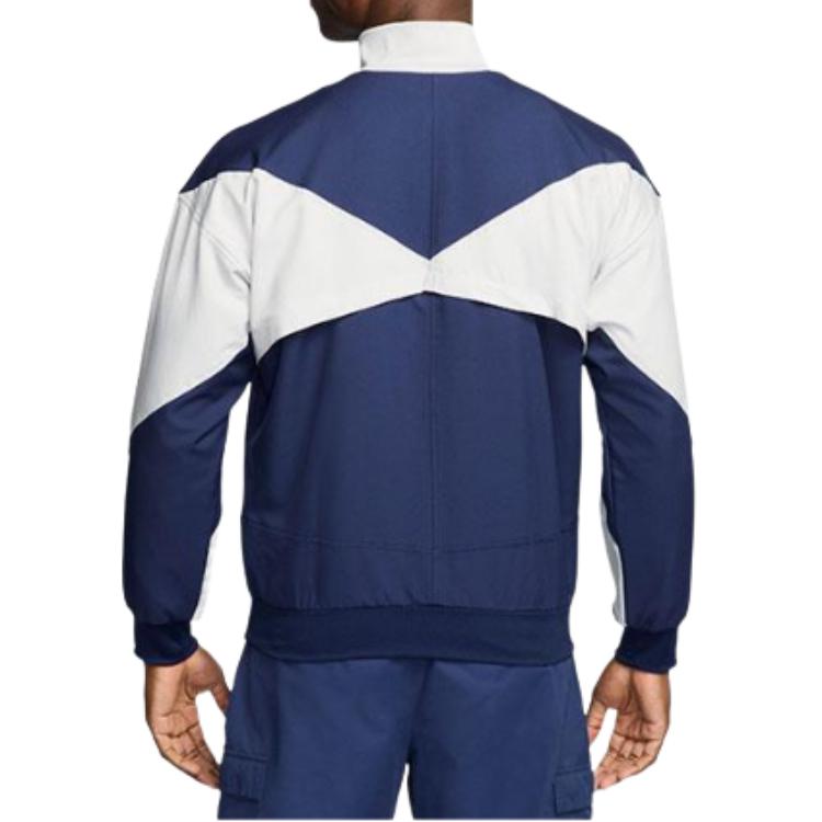 Nike Color Block Logo Stand Collar Long Sleeve Loose Jacket Men Jackets Blue HJ6401-424